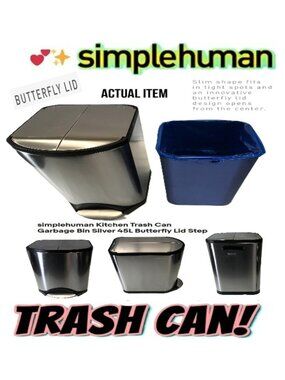 🛑 SIMPLEHUMAN ➕ TRASH CAN 🆒 GARBAGE BIN Kitchen Butterly Step Home 💸BUY NOW‼️